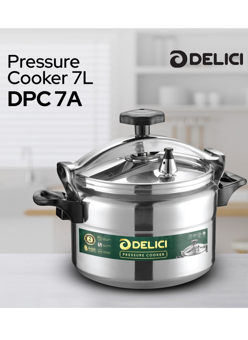 DELICI - 7L Aluminium Pressure Cooker (DPC 7A) - Fast, Efficient, and Safe Cooking with Durable Body, Safety Locking Mechanism, Arabic cooker - Image 1