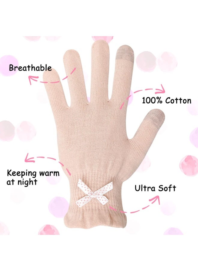 Evridwear Evridwear Eczema Gloves Kids Cotton Moisturizing Gloves 2 Pairs Touchscreen for Dry Hands, Eczema, SPA, Overnight Lotion (Pink Thin)  - Image 3