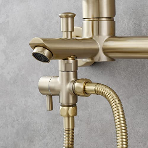 Tecmolog Brass Shower Diverter G1/2" 2-Way Shower Arm Diverter for Hand Held Showerhead and Fixed Spray Head, Brushed Gold, DSF007J2 - Image 3