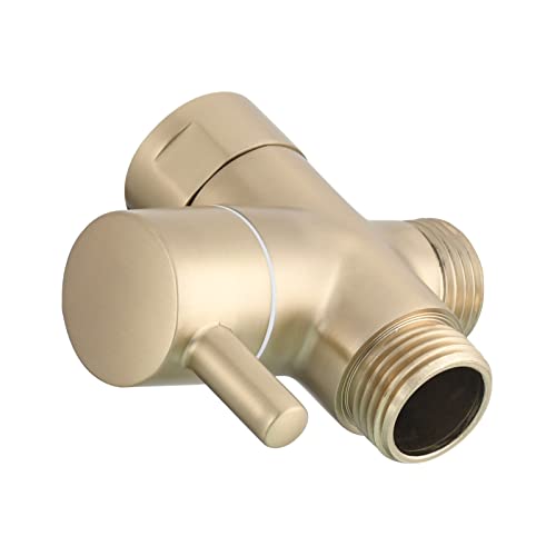 Tecmolog Brass Shower Diverter G1/2" 2-Way Shower Arm Diverter for Hand Held Showerhead and Fixed Spray Head, Brushed Gold, DSF007J2 - Image 1