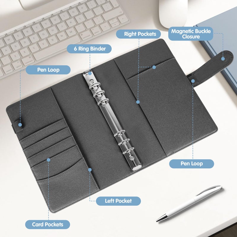 Antner A5 Kpop Photocard Binder 6-Ring Card Collector Album with 40 Pack Card Sleeves, PU Leather Photocard Holder Book with Multi-Size Photo Protectors for Organizing Trading Cards, Glitter Black - Image 5