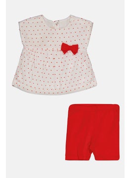 Chicco Toddlers Girl 2Pcs Polka Dots Dress And Shorts Set, White  - Image 1