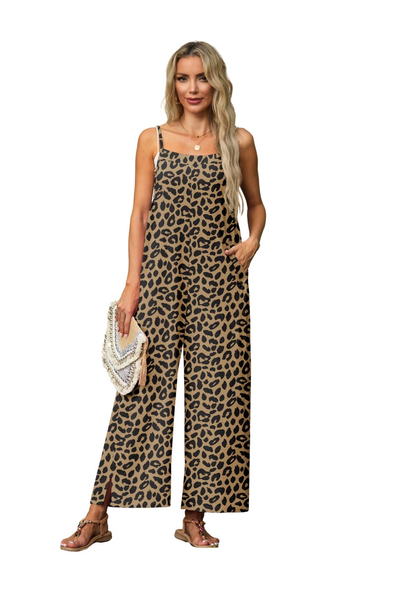 Lepunuo Womens Jumpsuits Casual Overalls Women Boho Rompers for Curvy Women Summer Grils Wide Leg Jumpsuit with Pockets - Image 3