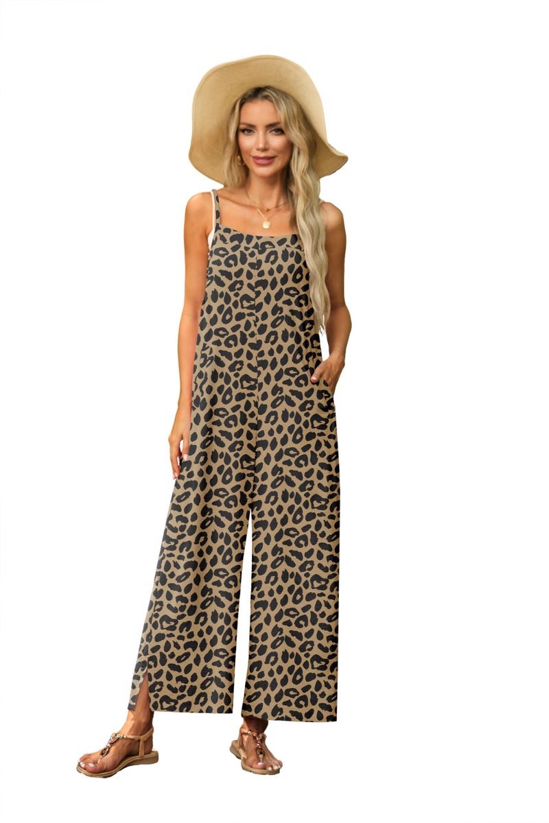 Lepunuo Womens Jumpsuits Casual Overalls Women Boho Rompers for Curvy Women Summer Grils Wide Leg Jumpsuit with Pockets - Image 4