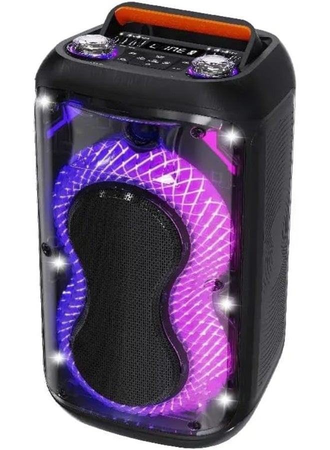 مكبر صوت بلوتوث محمول من بلاتينيوم AH-6200، مشغلات مزدوجة 6.5 انش، مصابيح ديسكو LED، دعم USB/SD، جهاز تحكم عن بعد، بطارية 7.4 فولت قابلة لاعادة الشحن - Image 1