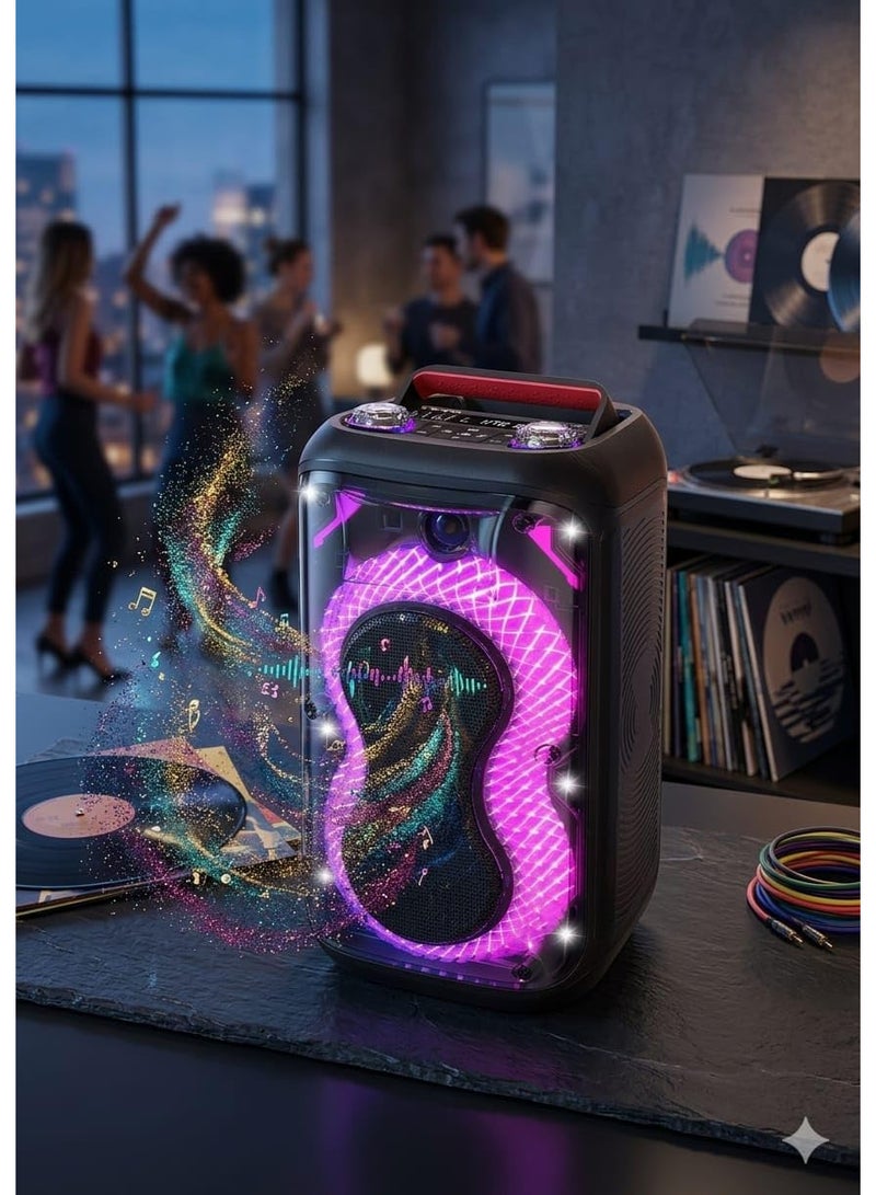 مكبر صوت بلوتوث محمول من بلاتينيوم AH-6200، مشغلات مزدوجة 6.5 انش، مصابيح ديسكو LED، دعم USB/SD، جهاز تحكم عن بعد، بطارية 7.4 فولت قابلة لاعادة الشحن - Image 4
