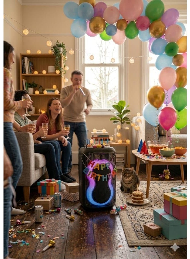 مكبر صوت بلوتوث محمول من بلاتينيوم AH-6200، مشغلات مزدوجة 6.5 انش، مصابيح ديسكو LED، دعم USB/SD، جهاز تحكم عن بعد، بطارية 7.4 فولت قابلة لاعادة الشحن - Image 3