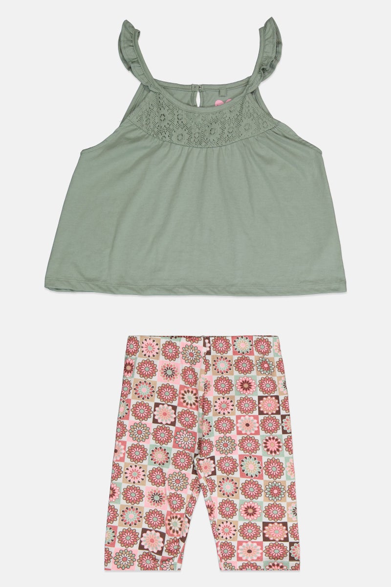 Freestyle Kids Girl 4Pcs Graphic Print T-Shirt And Shorts Set, Multicolor - Image 5