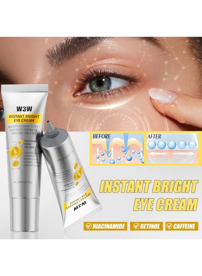 W3W Instant Eye Tightener Cream | Reduces the Appearance of Under-Eye Bags, Puffiness, Dark Circles & Fine Lines | Lightweight, Non-Greasy & No White Cast | Smooth Application & Makeup-Friendly - Image 3