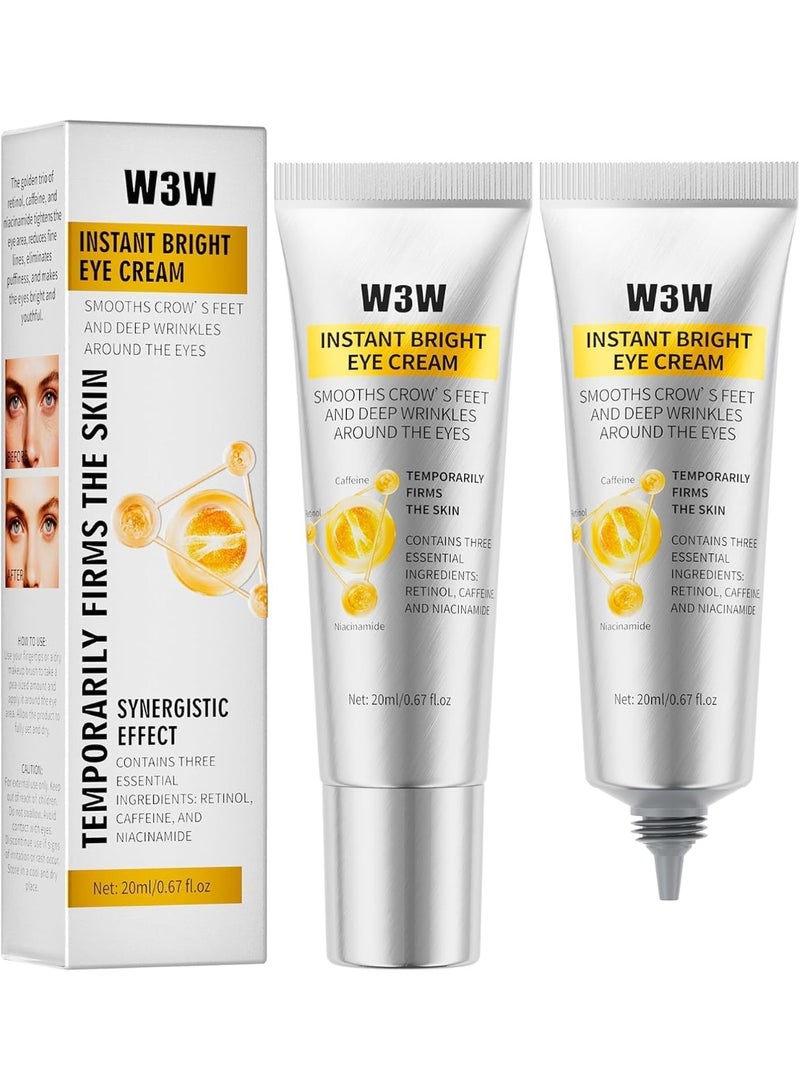 W3W Instant Eye Tightener Cream | Reduces the Appearance of Under-Eye Bags, Puffiness, Dark Circles & Fine Lines | Lightweight, Non-Greasy & No White Cast | Smooth Application & Makeup-Friendly - Image 1