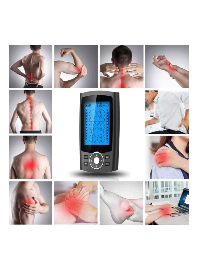 هيكسدريم وحدة TENS EMS مزدوجة القناة 24 وضعًا محفز للعضلات لعلاج تخفيف الآلام ، مدلك نبض إلكتروني للعضلات مع 10 وسادات - Image 2