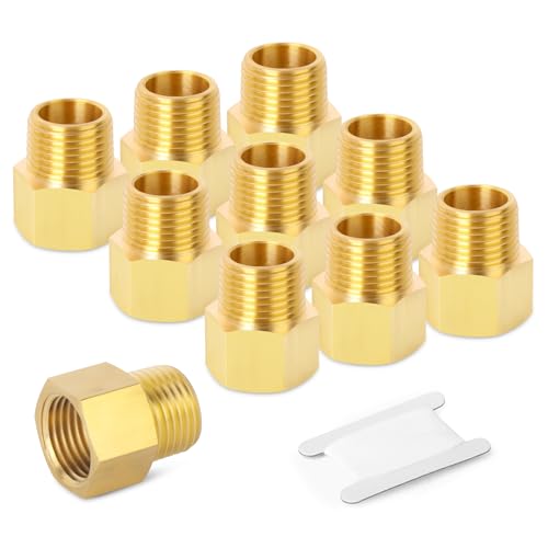 GASHER 5PCS Brass Pipe Fitting, Reducer Adapter, 1/2-Inch Male Pipe x 1/2-Inch Female Pipe - Image 1