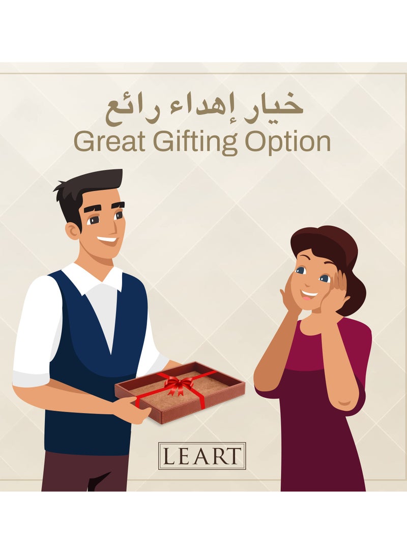 LeArt Leather Valet Tray for Men & Women – Leather Tray Organizer | Bedside, Nightstand, Office Desk Organizer Tray | Catchall Tray (Brown) - Image 5