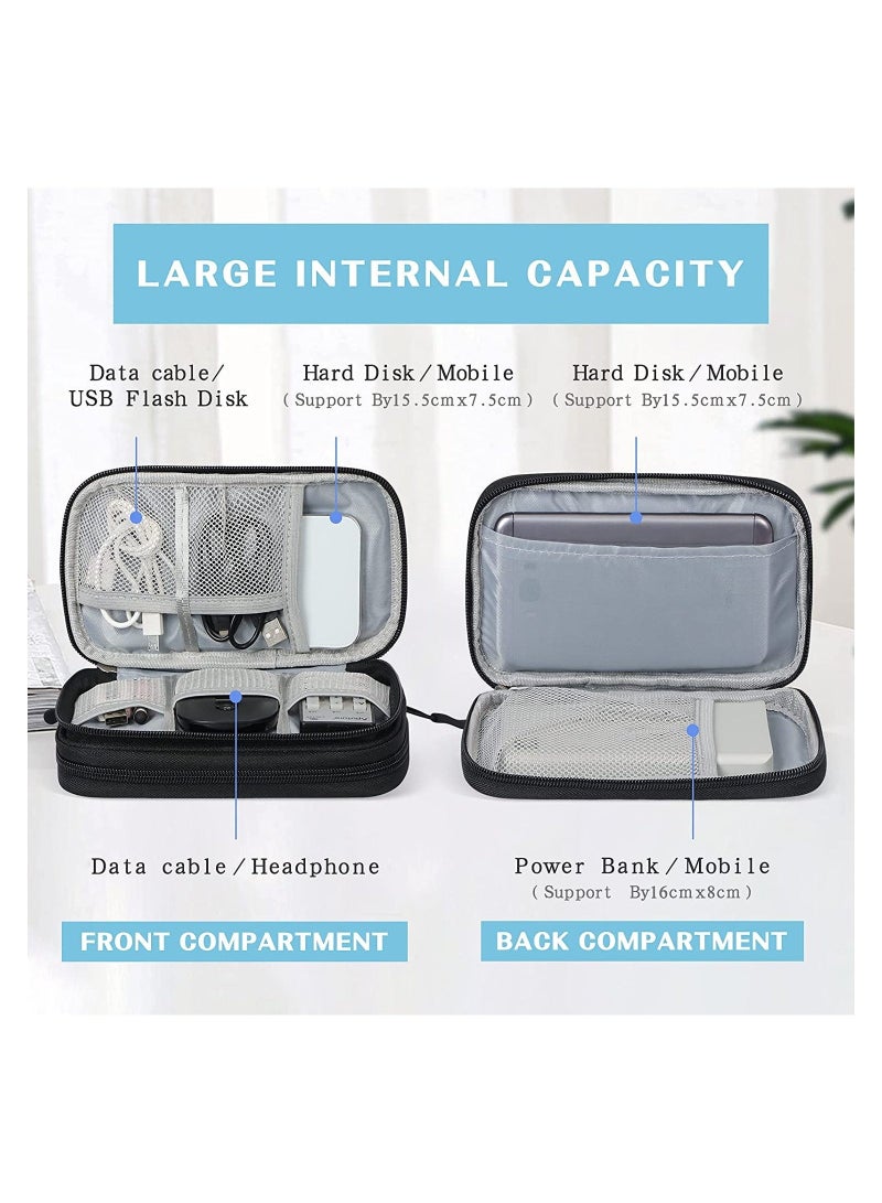 إيفرين جهاز تنظيم إلكتروني محمول حقيبة مقاومة للماء مزدوجة الطبقة كابل السفر والملحقات حقيبة تخزين للكبلات شاحن الهاتف سماعات الأذن أسود - Image 3