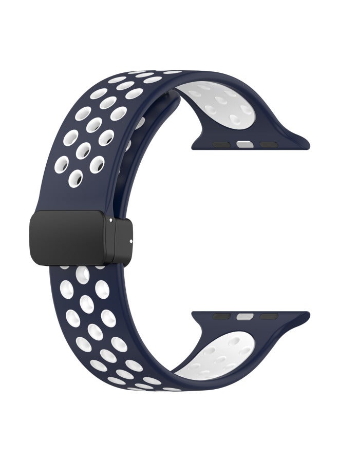 LS For Apple Watch Ultra Apple 1-10 Generations Universal Magnetic Buckle Nike Breathable Two-color Strap - Image 1