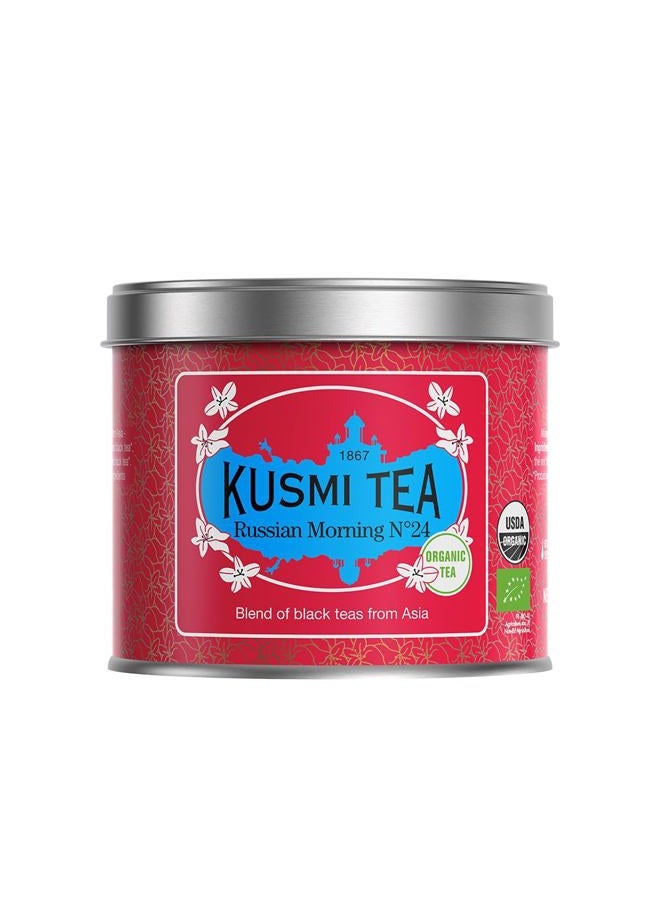 KUSMI TEA شاي كوسمي - شاي الصباح رقم 24 - شاي أسود عضوي - علبة 100 جرام - حوالي 40 كوب - Image 1