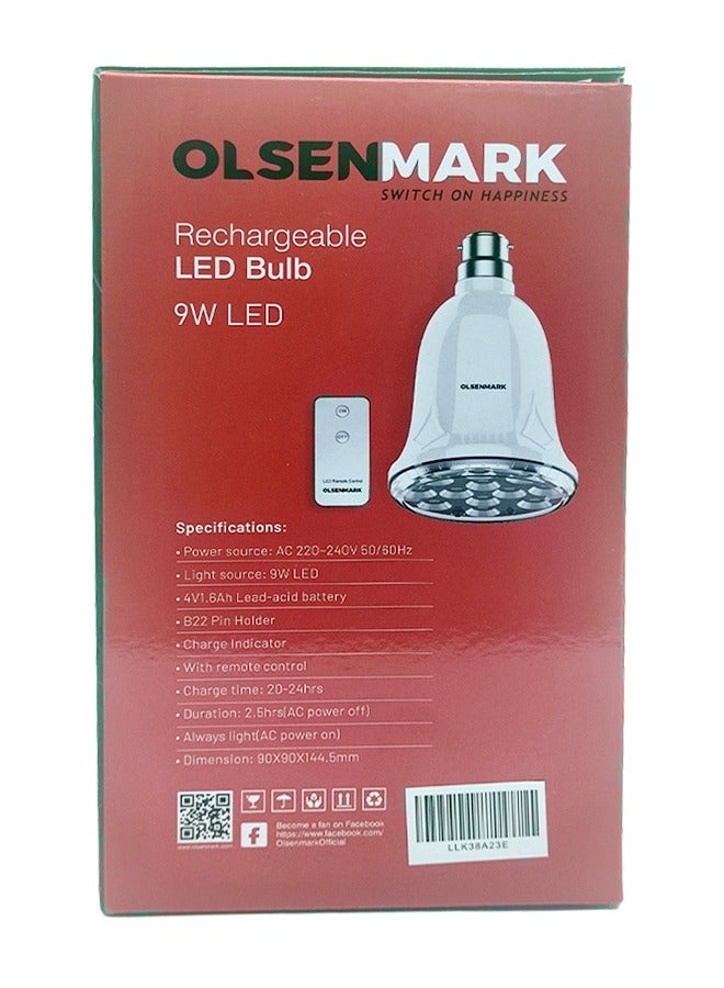 Olsenmark OMK RECHRG LED BULB 9W OMESL2838  - Image 2