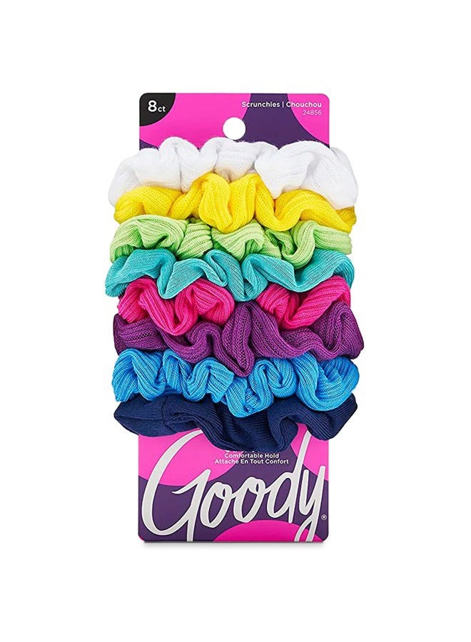 Goody Goody Ouchless Jersey Scrunchies - 8 Ct, Assorted Neon Rainbow Tones, Damage-Free, Dentless & Secure Hold Hair Ties, Gentle Hair Accessories for Women & Men, All Day Comfort, All Hair Types - Image 1