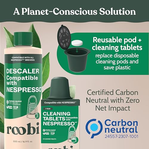 Roobi Descaling and Cleaning Kit Compatible with Nespresso Originaline. Includes 1 Bottle of Descaling Solution, 12 Cleaning Tablets and 1 Reusable Pod. Carbon Neutral. 1 Year Supply. - Image 5