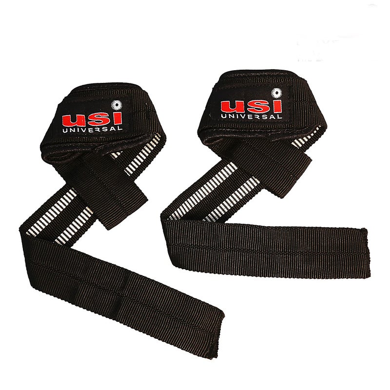 USI Weight Lifting Wraps with Wrist Support- 733WLS – Nylon Webbing Gym Grips with Neoprene Padding for Powerlifting & Strength Training (Black) - Image 1