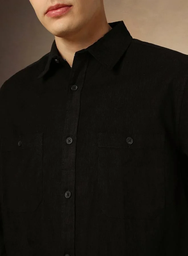 Dennis Lingo Dennis Lingo Solid Relaxed Fit Spread Collar Shirt