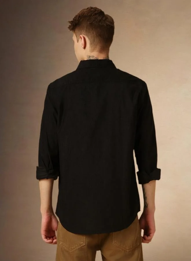 Dennis Lingo Dennis Lingo Solid Relaxed Fit Spread Collar Shirt