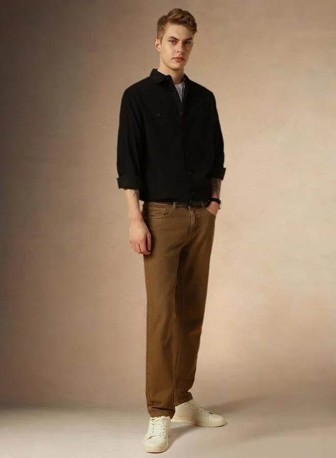 Dennis Lingo Dennis Lingo Solid Relaxed Fit Spread Collar Shirt