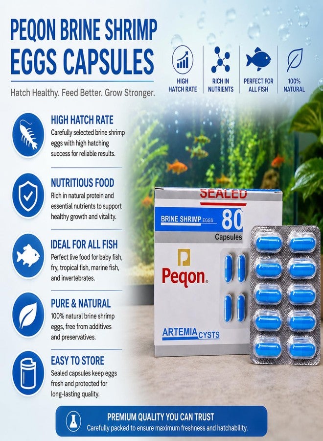 Vayinato Peqon Artemia Cysts Brine Shrimp Eggs With 90% Hatching Rate (4 Strip (40 Capsules)) By Petzlifeworld. - Image 4