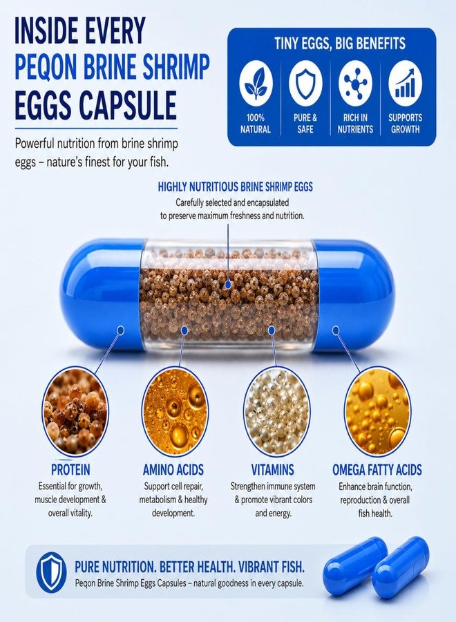 Vayinato Peqon Artemia Cysts Brine Shrimp Eggs With 90% Hatching Rate (4 Strip (40 Capsules)) By Petzlifeworld. - Image 5