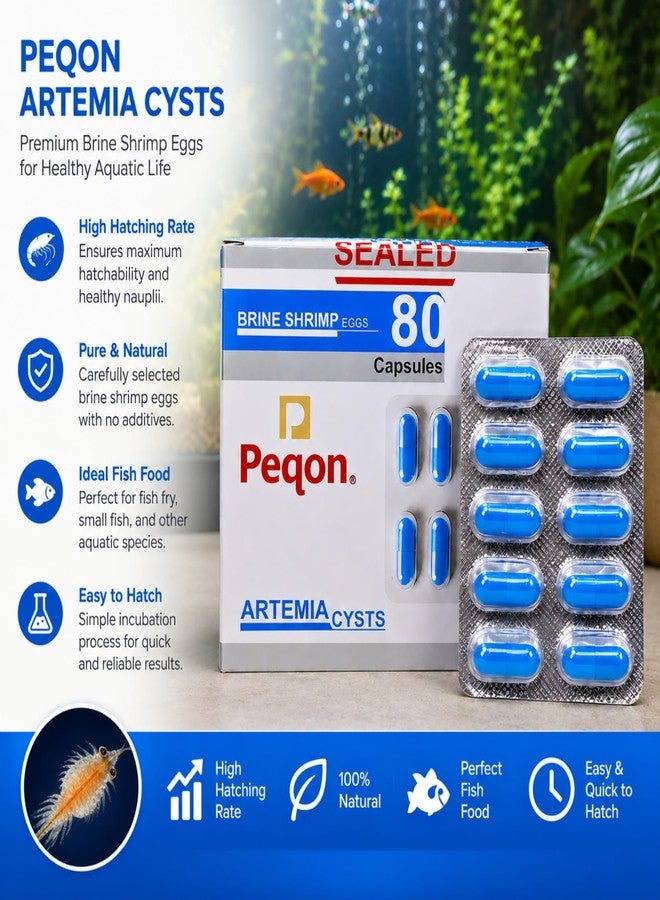 Vayinato Peqon Artemia Cysts Brine Shrimp Eggs With 90% Hatching Rate (4 Strip (40 Capsules)) By Petzlifeworld. - Image 2