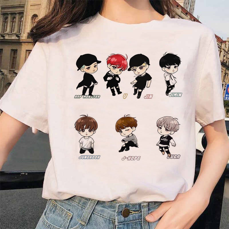 [] Cartoon South Korea Men'S Group Summer Printed Women'S T-Shirt Plus Size Short-Sleeved Shirt Supply - Image 3
