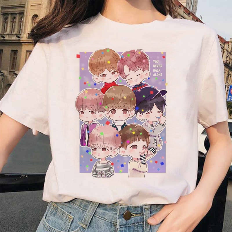 [] Cartoon South Korea Men'S Group Summer Printed Women'S T-Shirt Plus Size Short-Sleeved Shirt Supply - Image 2