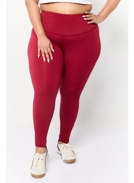 Women Plus Size Training Leggings, Maroon