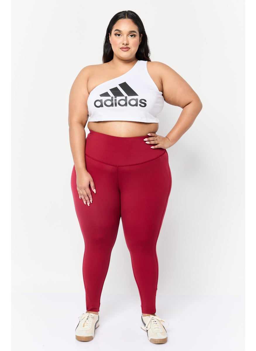 Adidas - Women Plus Size Training Leggings, Maroon - Image 1
