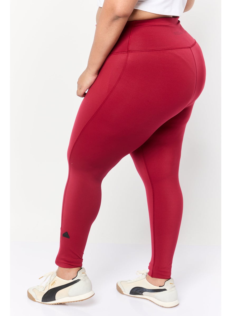 Adidas - Women Plus Size Training Leggings, Maroon - Image 1
