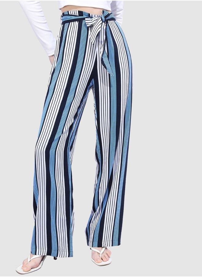 Freehand Women Flared Striped Mid-Rise Pants  - Image 2