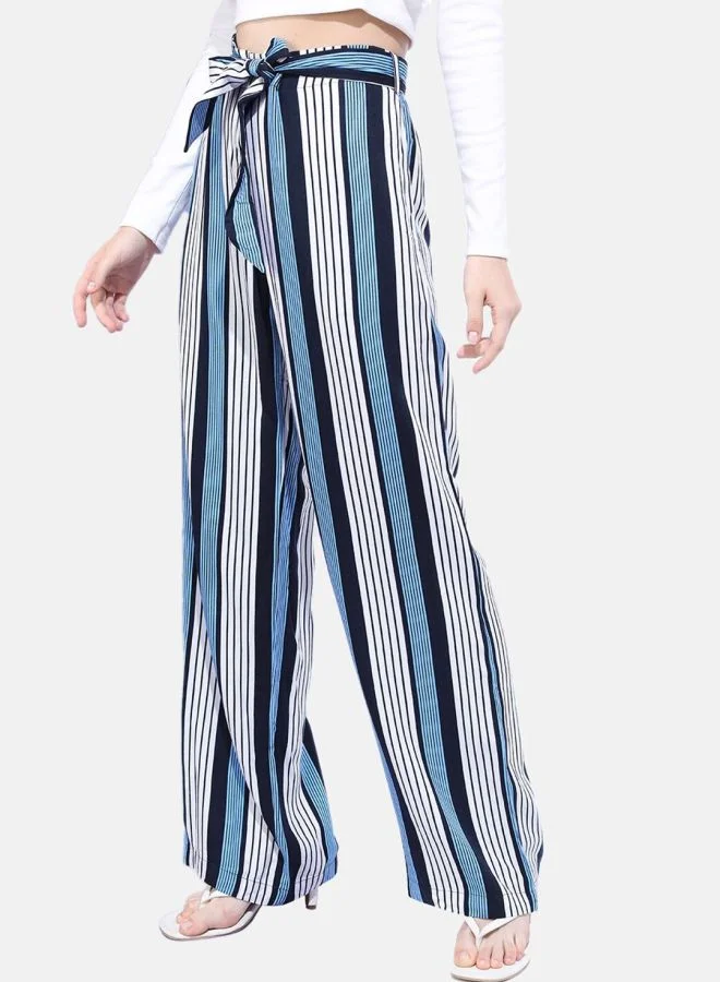 Freehand Women Flared Striped Mid-Rise Pants