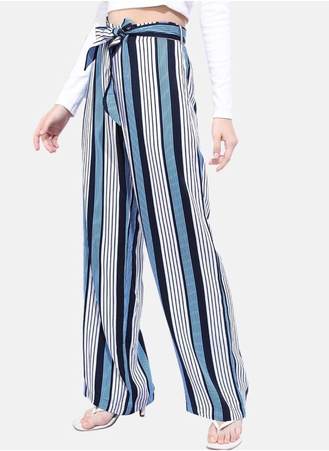 Freehand Women Flared Striped Mid-Rise Pants  - Image 5