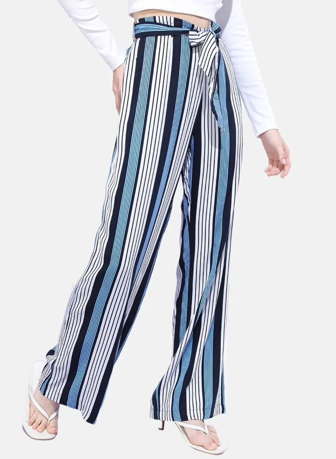 Freehand Women Flared Striped Mid-Rise Pants