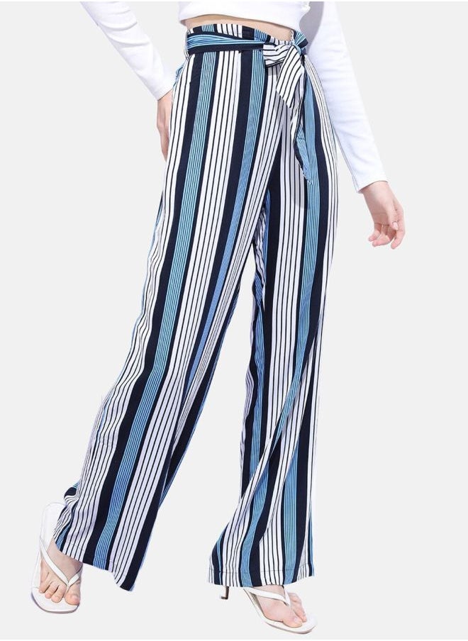 Freehand Women Flared Striped Mid-Rise Pants  - Image 4