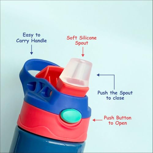 PDDFALCON Stainless Steel 350ml Water Bottle for School Kids, Boys & Girls |Leak-Proof Bottle With ISI & BIS Certified, Made In India (Dark Blue) - Image 4