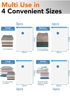 YIM-VIBEHAUS Plastic Vacuum Seal Bag Vacuum Storage Bags with Electric Pump, 15 Pack (4 Jumbo, 4 Large, 4 Medium, 3 Small) Vacuum Seal Storage Bags, Reusable Vacuum Bags for clothes, Mattress, Blanket, Duvets, Pillows, Comforters, Quilt, Travel  - Image 3