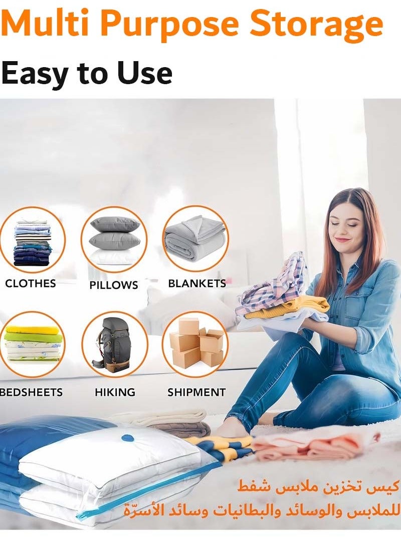 YIM-VIBEHAUS 15 Pack Plastic Vacuum Seal Bag Vacuum Storage Bag with Pump, (4 Jumbo, 4 Large, 4 Medium, 3 Small) Vacuum Seal Storage Bags, Reusable Vacuum Bags for Clothes, Mattress, Blanket, Duvets, Pillows, Comforters, Quilt, Travel - Image 4