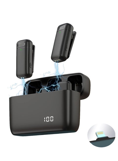 Professional Lavalier Microphone Comes With Charging Box 2.4GHz Transmission Automatic Noise Reduction For IPhone IPad Very Suitable For Recording YouTube/Interview/Video/Podcast/Audio Recording