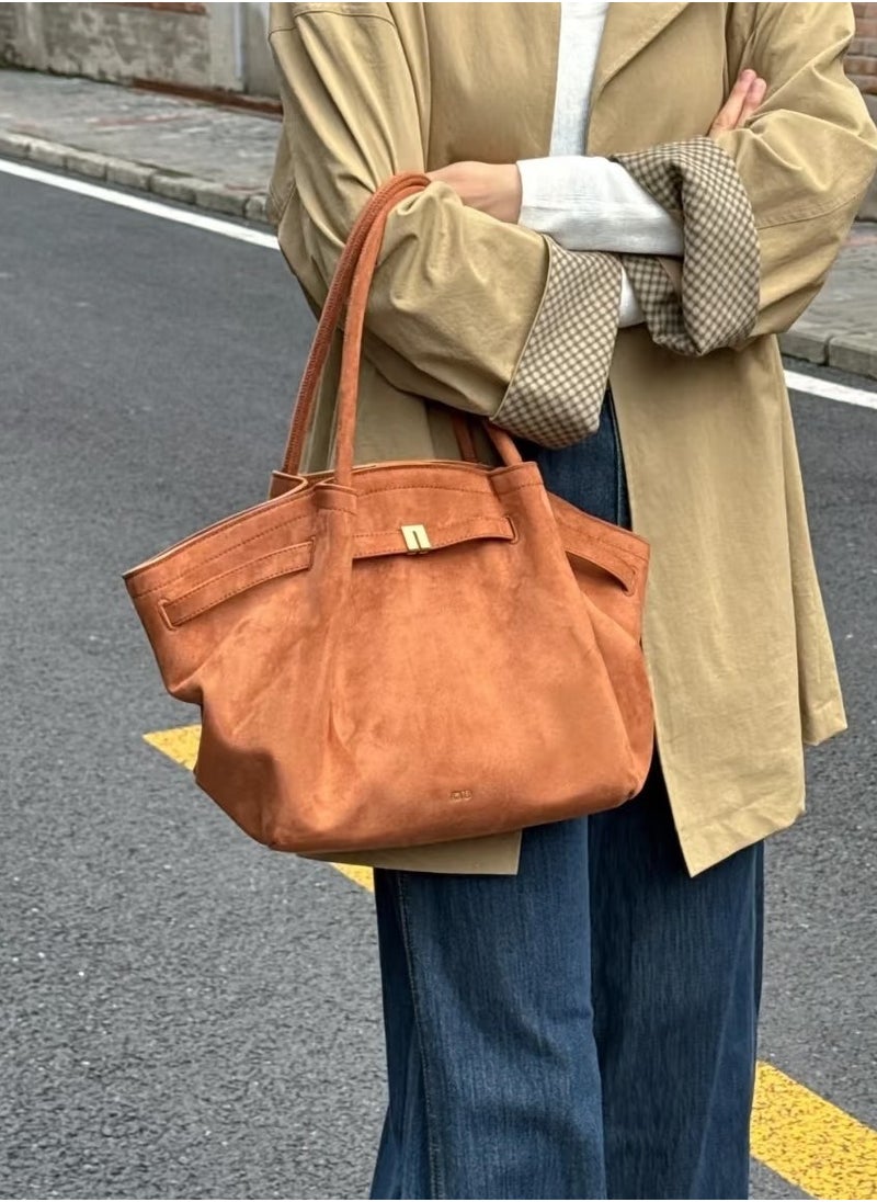 JW - PEI Women's Hana Medium Faux Suede Tote Bag Brown - Image 1