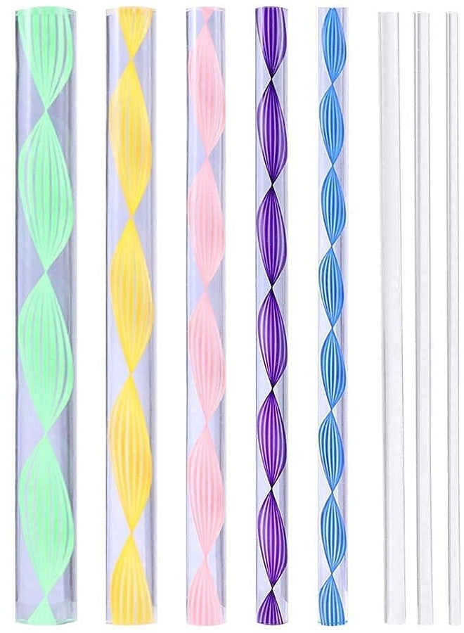 ARROLLIANT Mandala Tool Art Tool Set of 8 PCS Colorful Acrylic Flat Head Twisted Stick/Rod in Assorted Sizes for Nail Art, Dot Painting, DIY Kit - Image 1