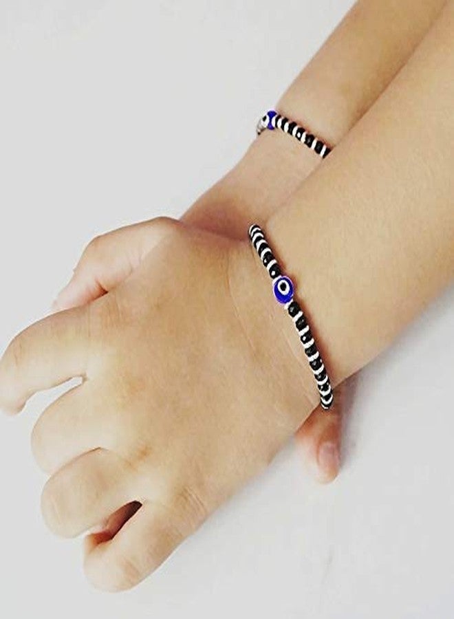 ARTIFICIAL TREE Exclusive German Silver Charm Evil Eye Nazariya Bracelet with Black & Silver Beads (Crystal) for Baby Boys & Girls| Adjustable Protection Bracelet for Newborns & Toddlers (AT KIDS 004) - Image 3