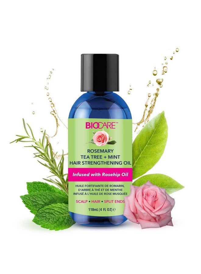 Biocare Rosemary Tea Tree + Mint Hair Strengthening Oil 4oz - Super Growth & Moisture, Essential Oils for Dry Scalp, Split Ends & Hair Growth, Scalp Stimulator, Anti-Frizz, Hair Thickening - Image 1