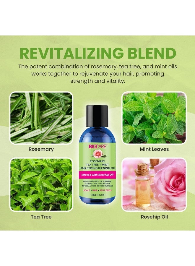 Biocare Rosemary Tea Tree + Mint Hair Strengthening Oil 4oz - Super Growth & Moisture, Essential Oils for Dry Scalp, Split Ends & Hair Growth, Scalp Stimulator, Anti-Frizz, Hair Thickening - Image 2