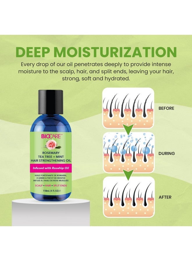 Biocare Rosemary Tea Tree + Mint Hair Strengthening Oil 4oz - Super Growth & Moisture, Essential Oils for Dry Scalp, Split Ends & Hair Growth, Scalp Stimulator, Anti-Frizz, Hair Thickening - Image 4